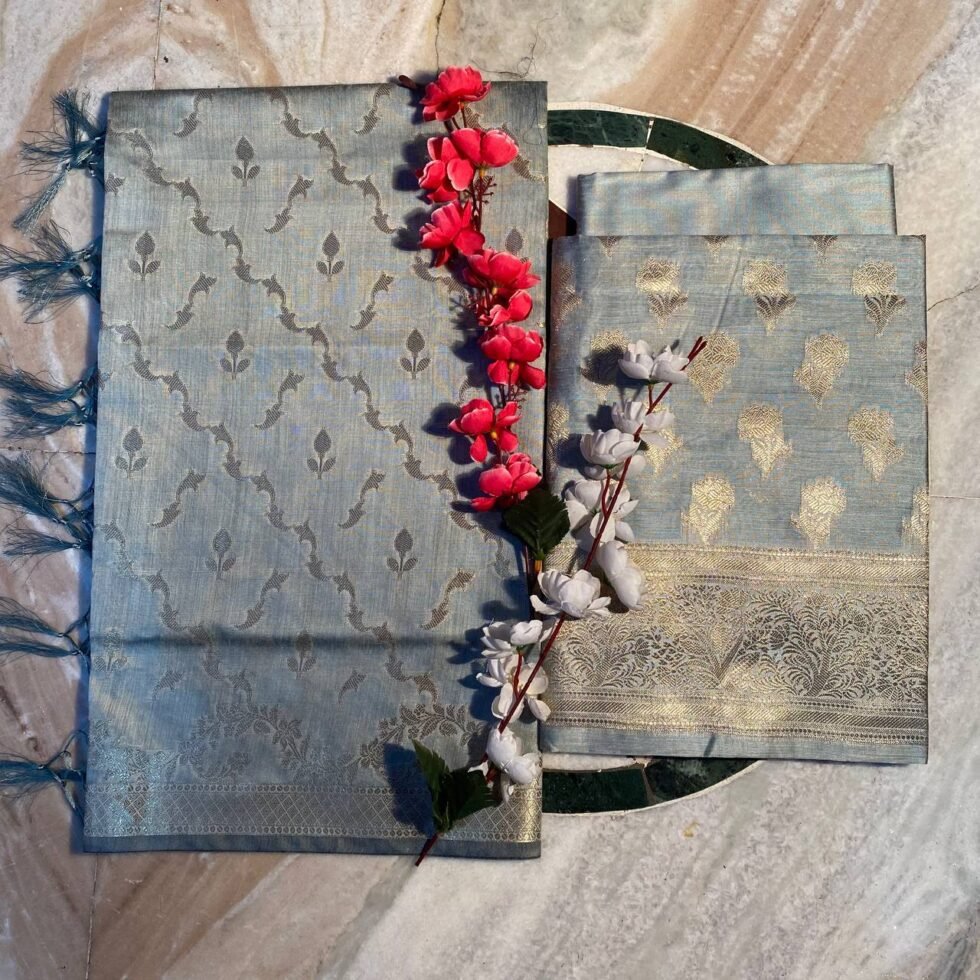 Antique Zari Blue Banarasi Suit